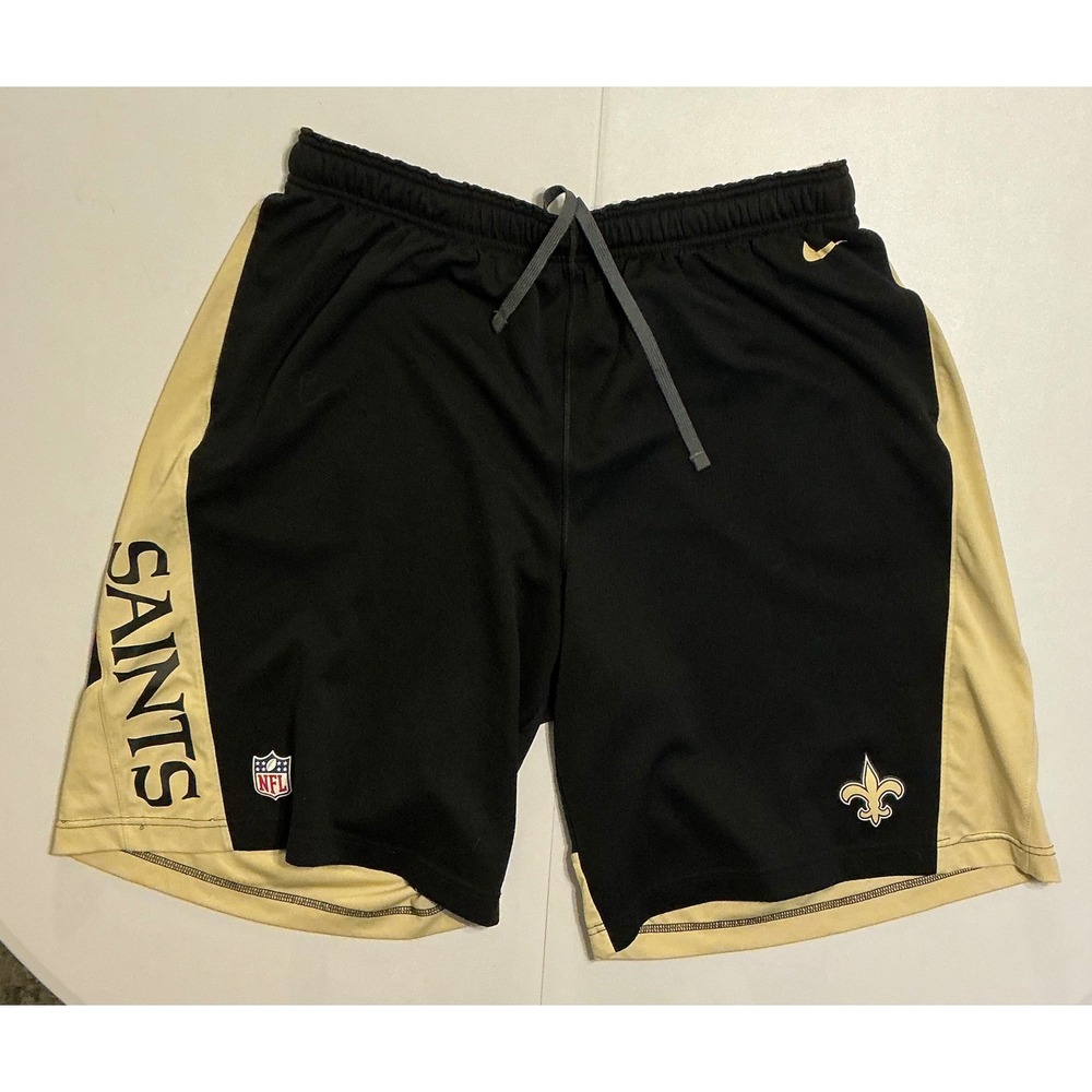 Nike New Orleans Saints Shorts Mens XXL Black Gold Dri-FIT NFL Onfield Apparel